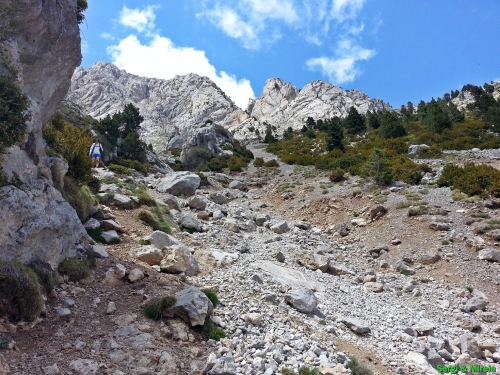 Baixant l'últim tram de tartera al Pedraforca